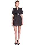 As U Wish Juniors Stripe Military Shirtdress, Black, 7